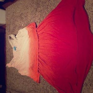 Red and cream ombré dress